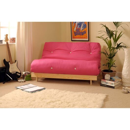 4ft6 Double Futon Set With Mattress, Pink