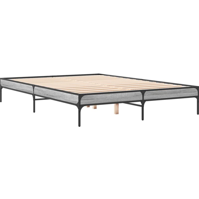 Bed Frame without Mattress Grey Sonoma 150x200 cm King Size vidaXL