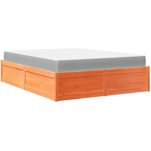 Bed with Mattress Wax Brown 140x200 cm Solid Wood Pine Vidaxl
