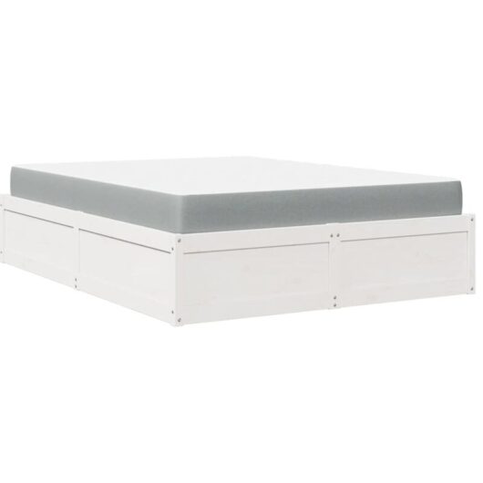 Bed with Mattress White 140x200 cm Solid Wood Pine Vidaxl