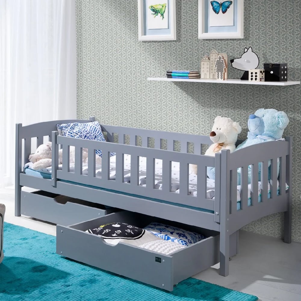 Leeds Storage Wooden Day Bed With Foam Mattress In Grey