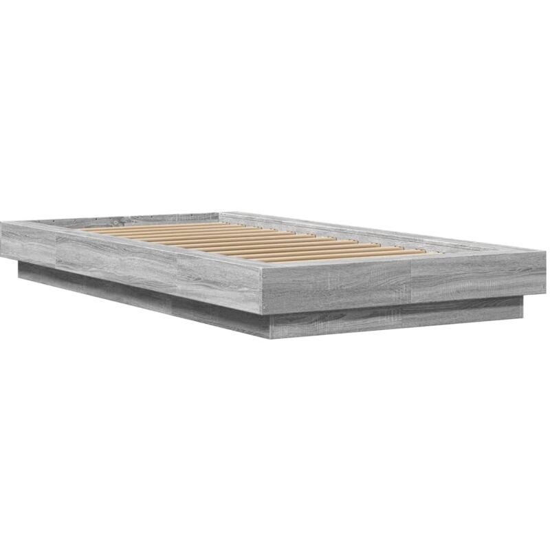 Bed Frame with LED Lights without Mattress Grey Sonoma 100x200cm vidaXL