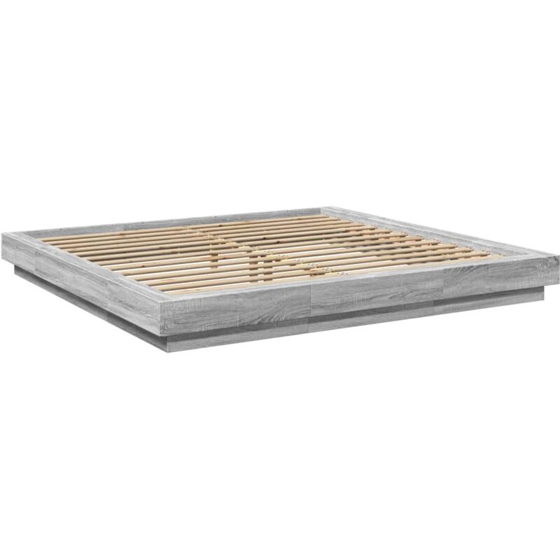 Bed Frame with led Lights without Mattress Grey Sonoma 180x200cm Vidaxl