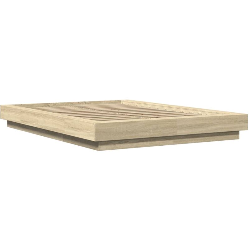 Bed Frame with led Lights without Mattress Sonoma Oak 120x190cm Vidaxl