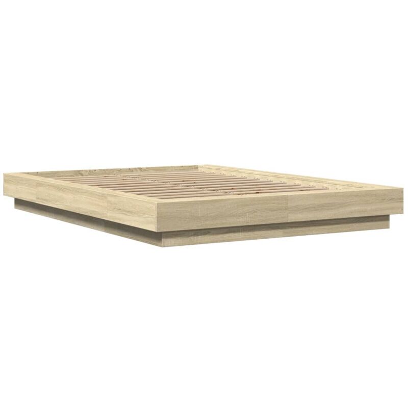 Bed Frame with led Lights without Mattress Sonoma Oak 135x190cm Vidaxl
