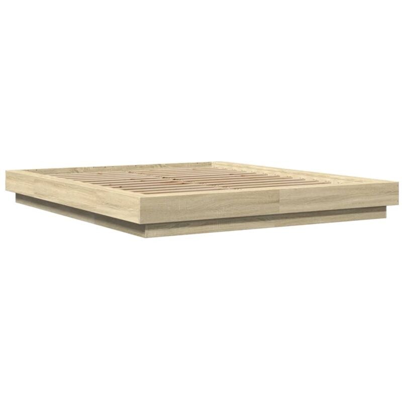 Bed Frame with led Lights without Mattress Sonoma Oak 150x200cm Vidaxl
