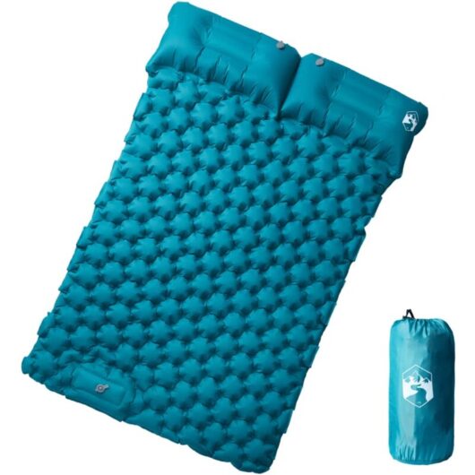 Self Inflating Camping Mattress with Pillows 2-Person Blue Vidaxl