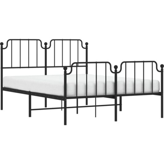 Vidaxl - Metal Bed Frame without Mattress with Footboard Black 140x190cm