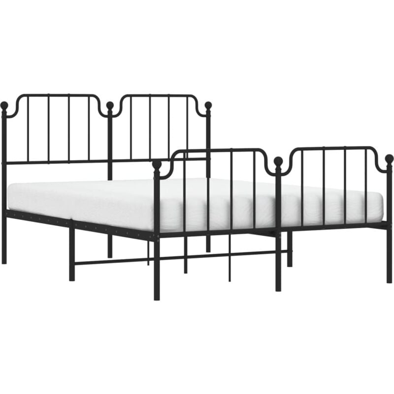 Vidaxl - Metal Bed Frame without Mattress with Footboard Black 140x190cm