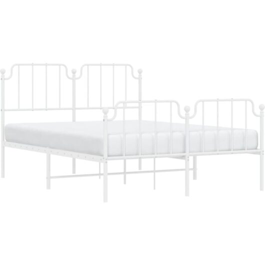 Vidaxl - Metal Bed Frame without Mattress with Footboard White 140x200cm