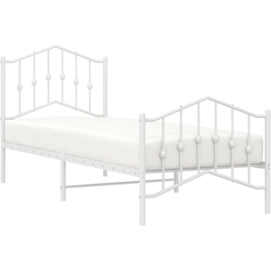 Vidaxl - Metal Bed Frame without Mattress with Footboard White 90x200cm