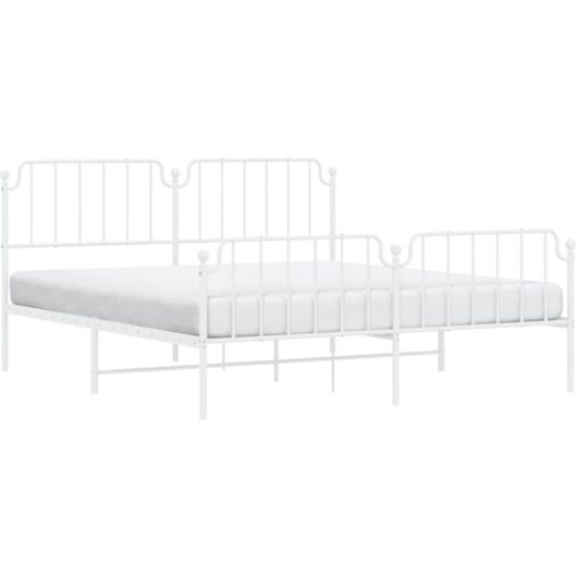Vidaxl - Metal Bed Frame without Mattress with Footboard White 183x213cm