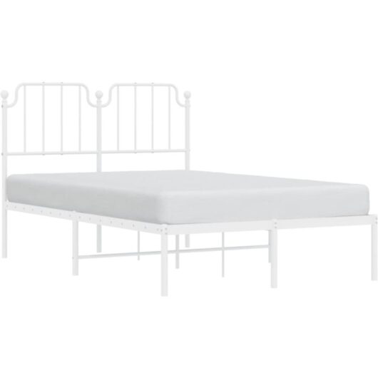 Vidaxl - Metal Bed Frame without Mattress with Headboard White 120x200cm