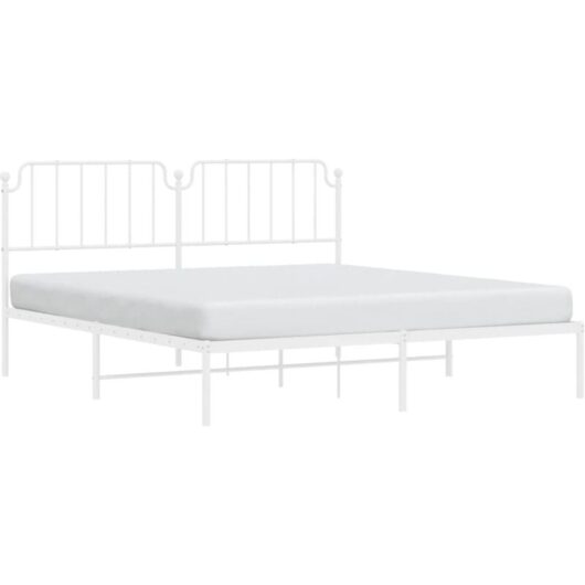 Vidaxl - Metal Bed Frame without Mattress with Headboard White 160x200cm