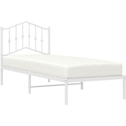 Vidaxl - Metal Bed Frame without Mattress with Headboard White 90x190cm