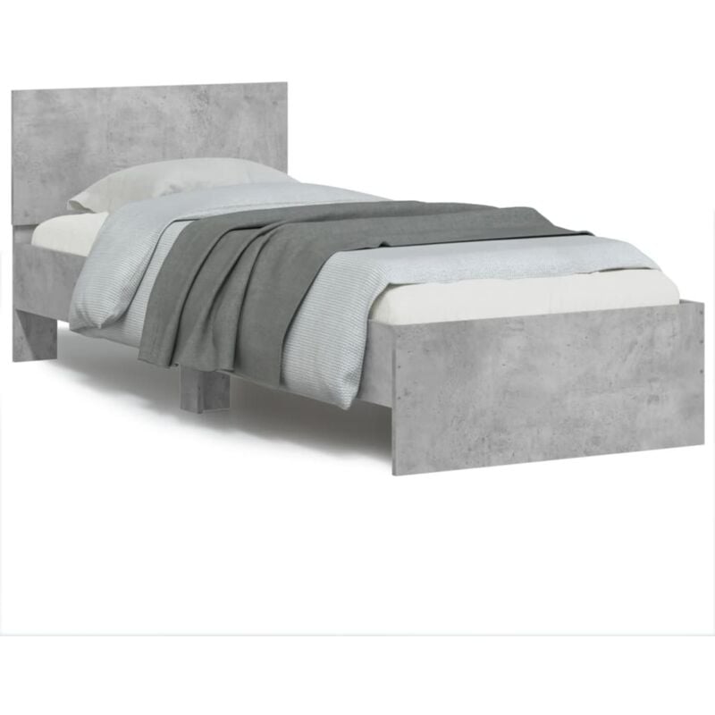 Bed Frame without Mattress with LED Lights Concrete Grey 90x190 cm Single vidaXL