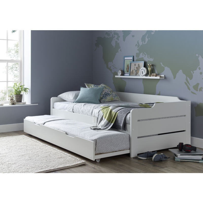 Copella Guest Bed White With Trundle With Orthopaedic Mattresses
