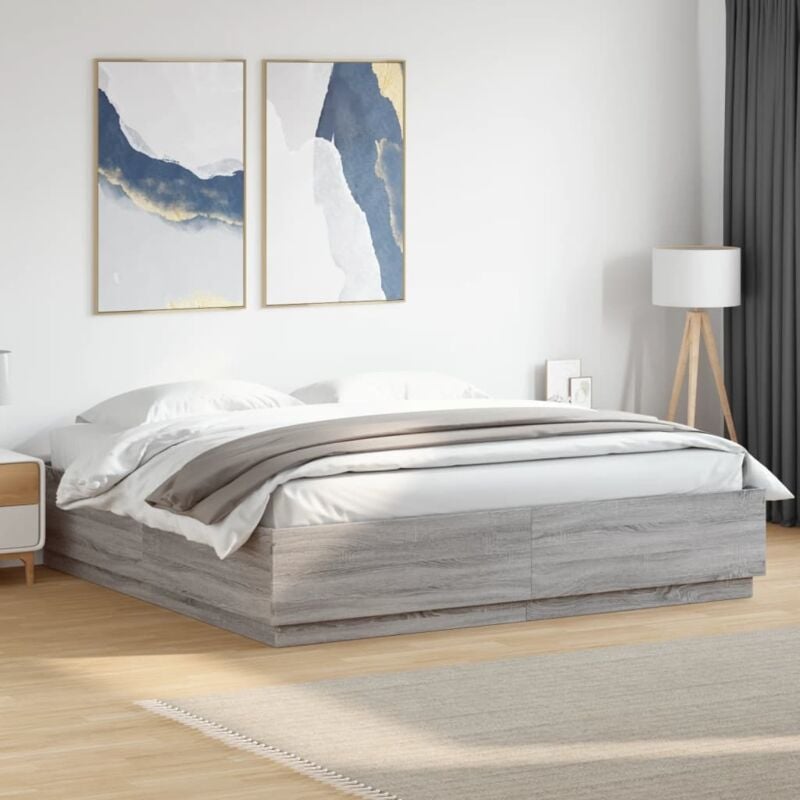 Vidaxl - Bed Frame without Mattress Grey Sonoma 180x200 cm Super King