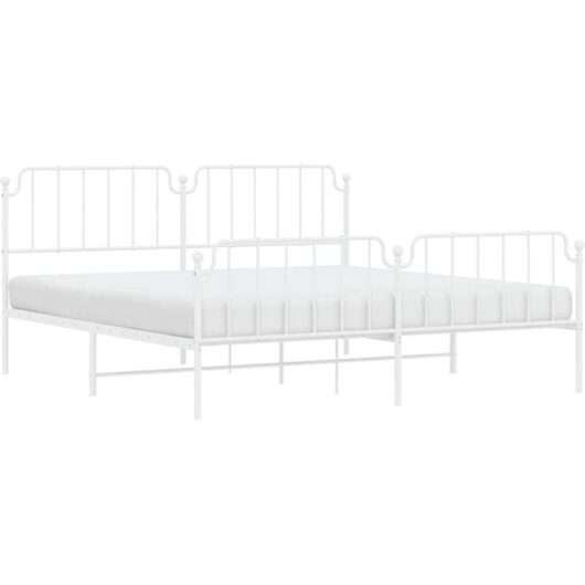 Vidaxl - Metal Bed Frame without Mattress with Footboard White 193x203cm