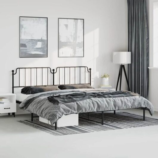 Vidaxl - Metal Bed Frame without Mattress with Headboard Black 183x213cm