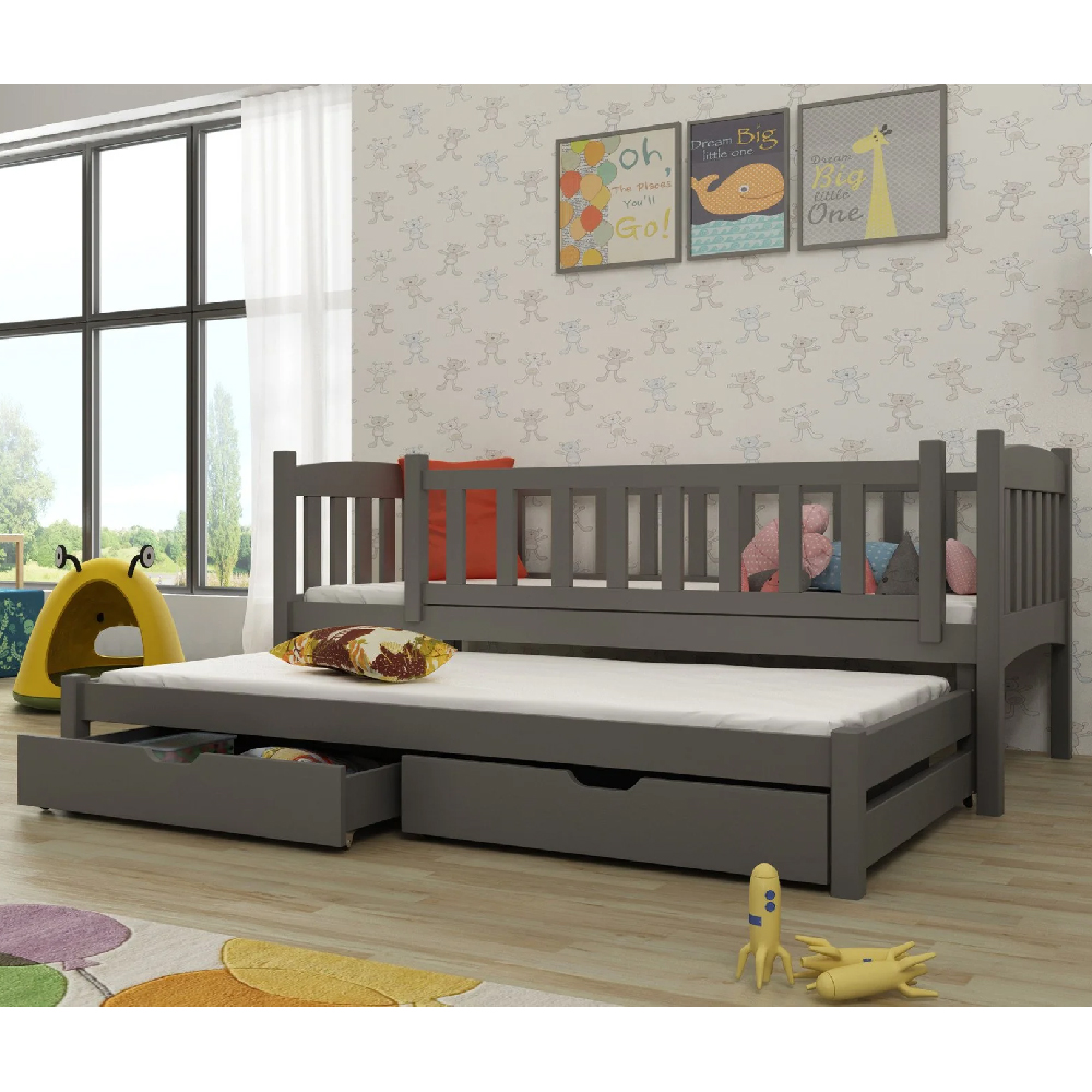 Alcoa Wooden Day Bed With Bonnell Mattress And Trundle In Graphite