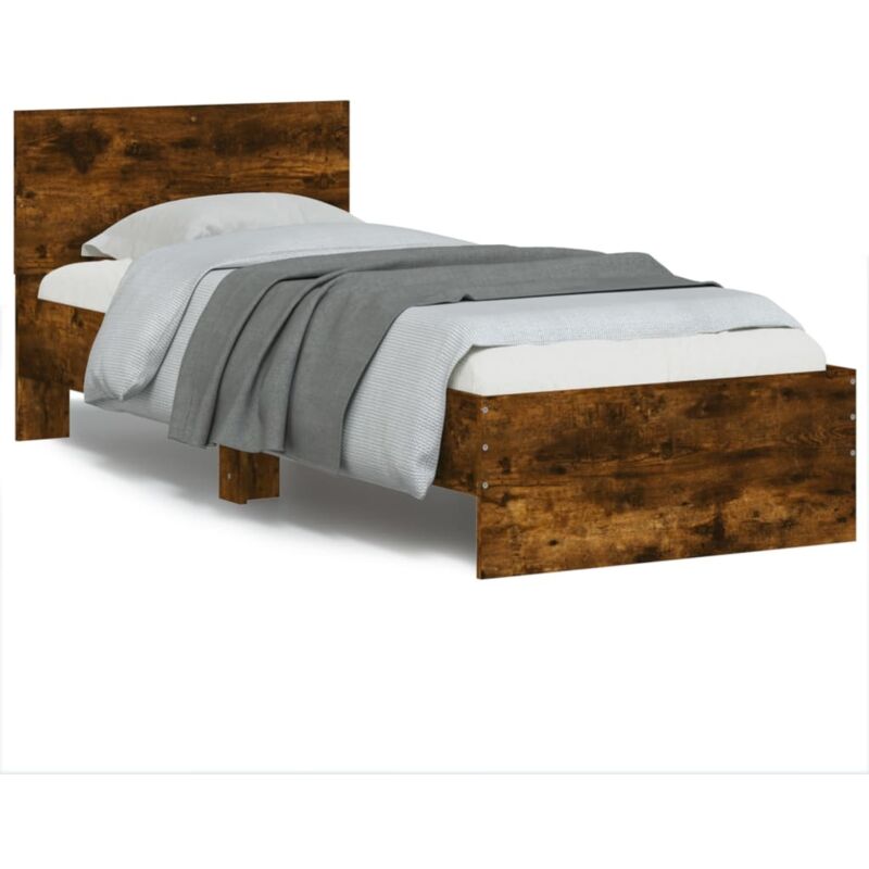 Bed Frame without Mattress with led Lights Smoked Oak 75x190 cm Small Single Vidaxl
