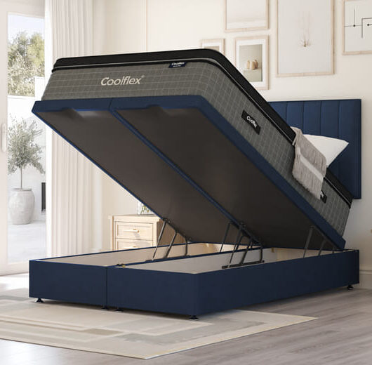 Coolflex Hybrid CHILL Mattress + Ottoman Divan Bed, Silver, End Ottoman, Single