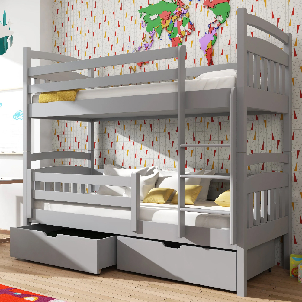 Galena Wooden Bunk Bed Without Mattress In Matt Grey