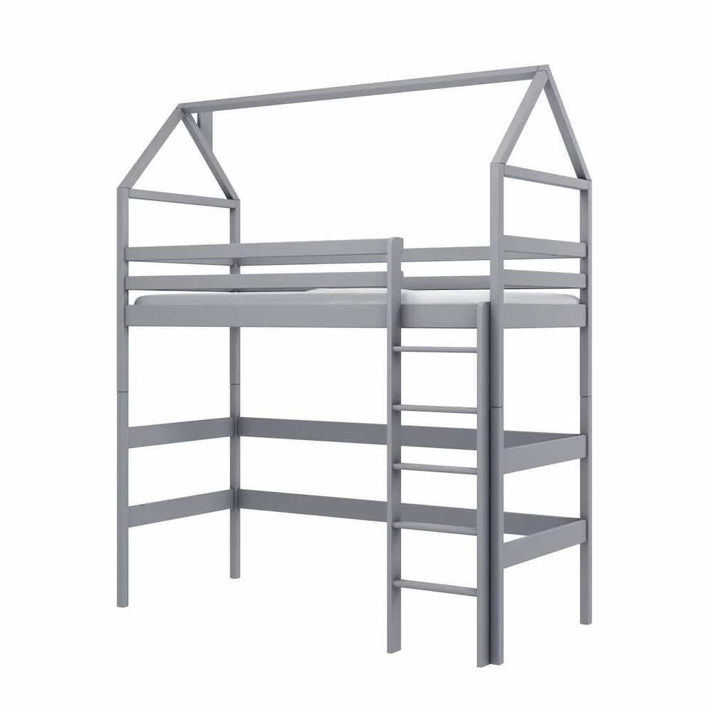 Goleta Wooden Bunk Bed With Bonnell Mattress And Ladder In Grey