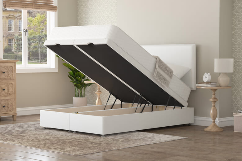 Jasmine Traditionally Sprung Mattress + Ottoman Divan Bed, Silver, End Ottoman, Single