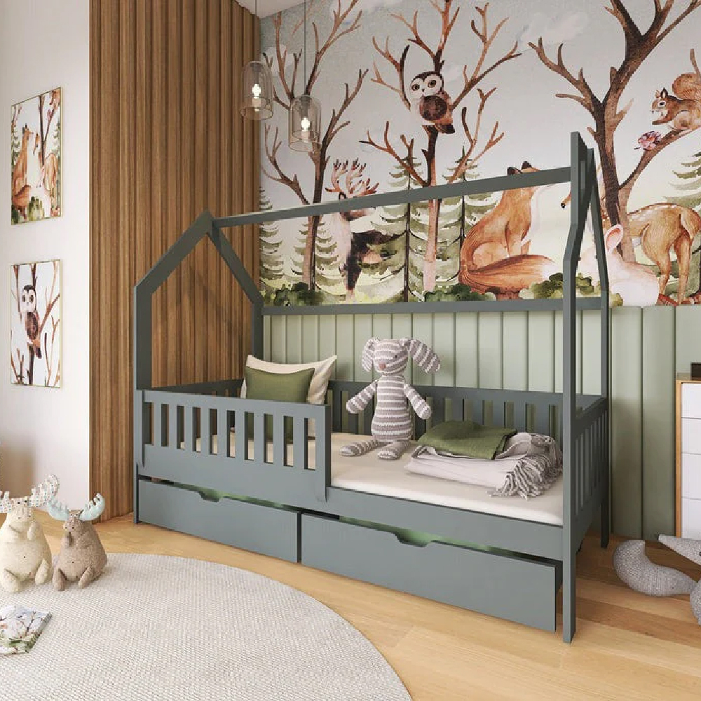 Nepean Wooden Day Bed With Foam Mattress In Graphite