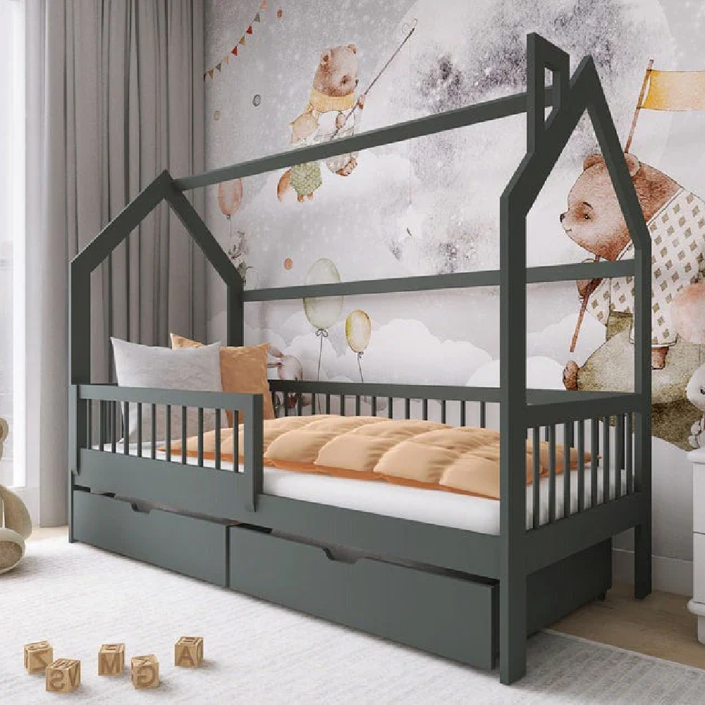 Oaklyn Wooden Day Bed With Foam Mattress In Graphite