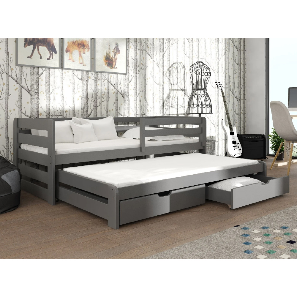 Sewell Wooden Day Bed With Bonnell Mattress And Trundle In Graphite