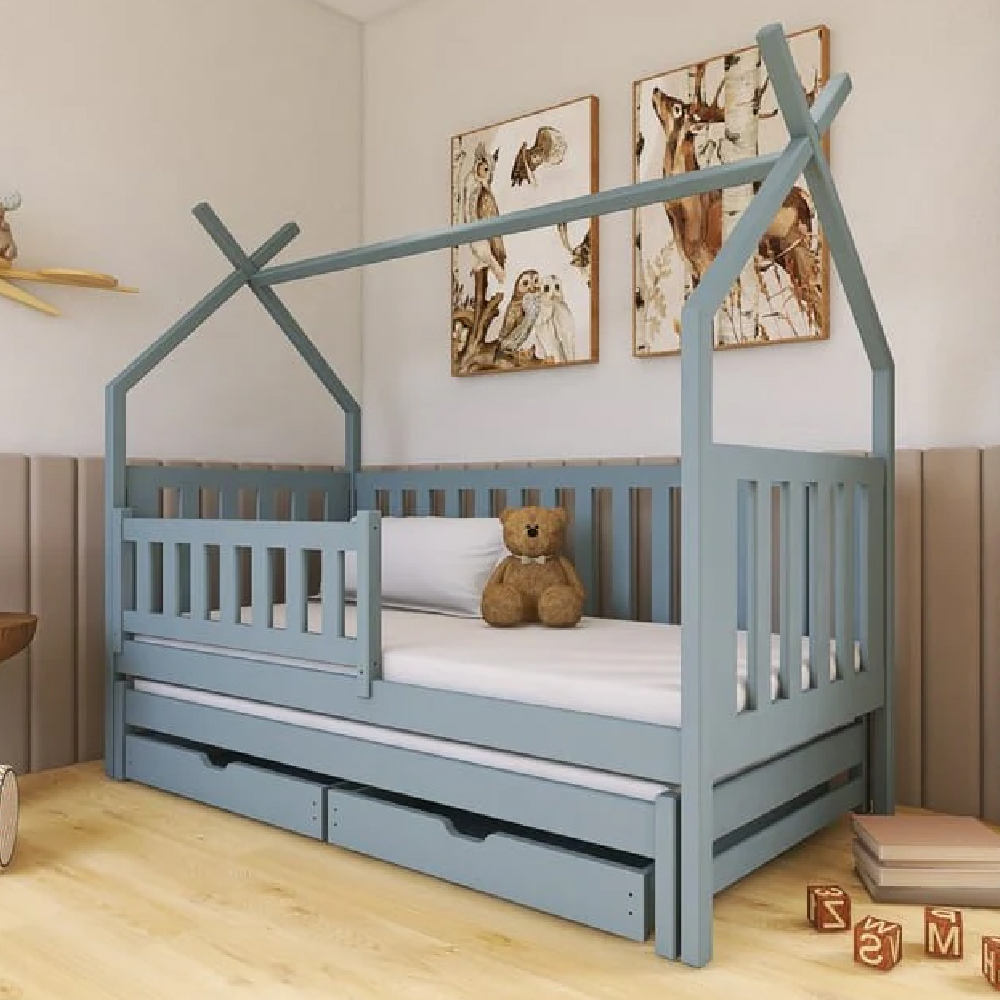 Tracy Wooden Day Bed With Foam Mattress And Trundle In Grey