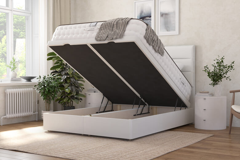 Tuft & Springs Indulgence 1000 Mattress + Ottoman Divan Bed, Silver, End Ottoman, Single