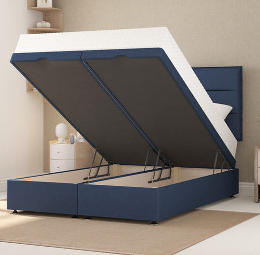 Value Memory Foam Mattress + Ottoman Divan Bed, Silver, End Ottoman, Single