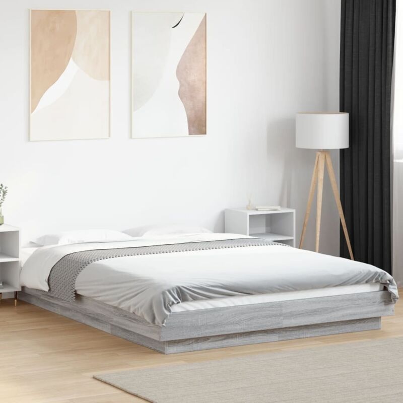 Vidaxl - Bed Frame with led Lights without Mattress Grey Sonoma 140x200cm