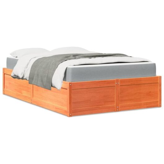 Vidaxl - Bed with Mattress Wax Brown 140x190 cm Solid Wood Pine