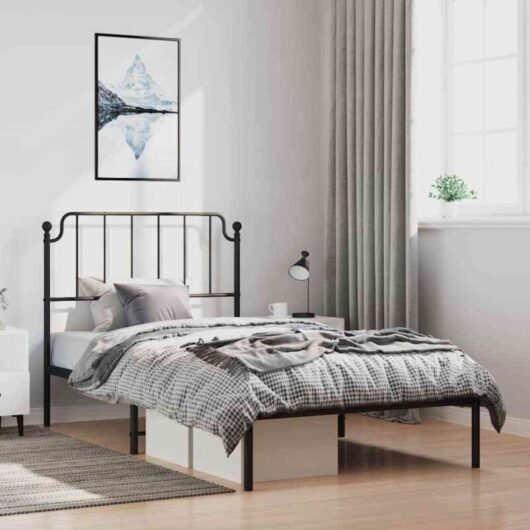 Vidaxl - Metal Bed Frame without Mattress with Headboard Black 100x200cm
