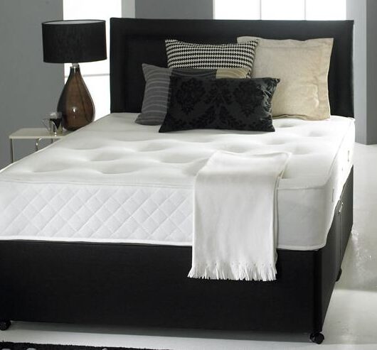 2ft 6in Small Single Divan Bed Base in Black Faux Leather