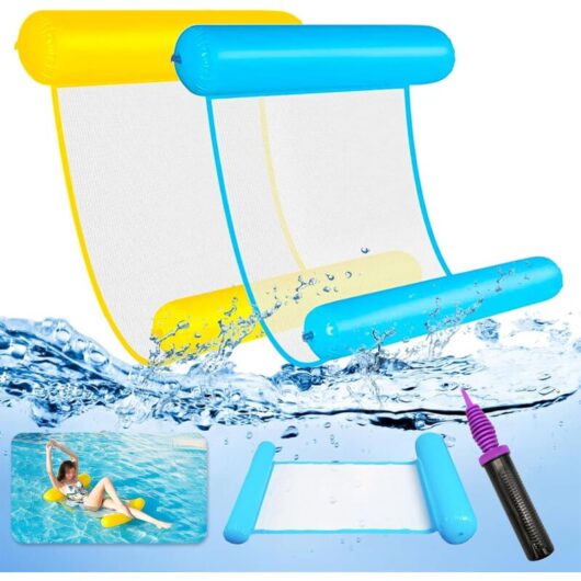 2pcs Inflatable Floating Pool Hammock, 4 in 1 Floating Inflatable Bed Swimming Hammock Inflatable Pool Mattress Net Inflatable Buoy with Air Pump