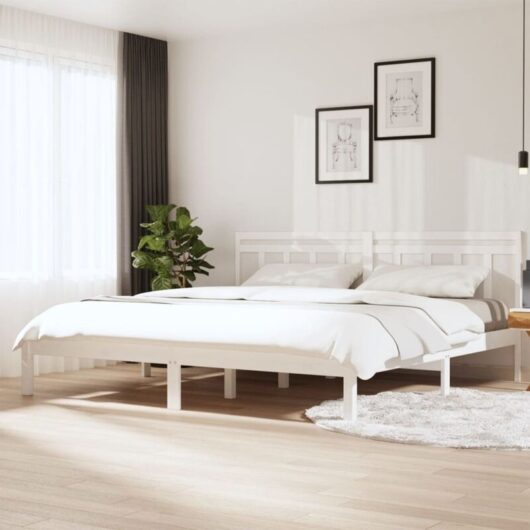 3100600 Bed Frame without Mattress White Solid Wood 160x200 cm (810028+814105) vidaXL
