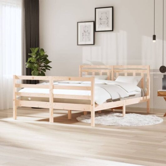 3100654 Bed Frame without Mattress Solid Wood 140x200 cm (810430+814094) vidaXL