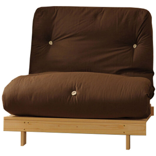3ft Luxury Wooden Futon Set Frame and Mattress in Chocolate and Cream