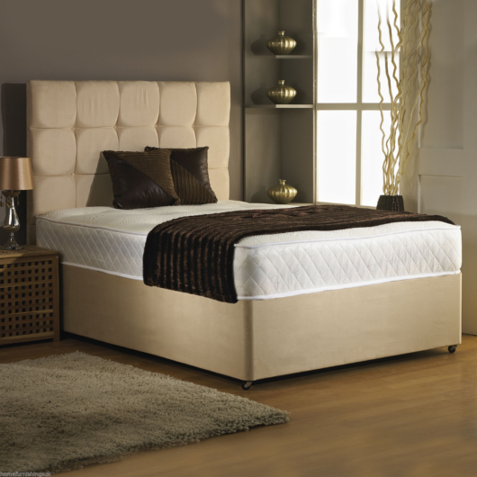 3ft Single Divan Bed Base in Stone Colour Suede