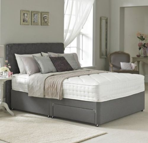4ft 6in Double Divan Bed Base in Grey Faux Leather