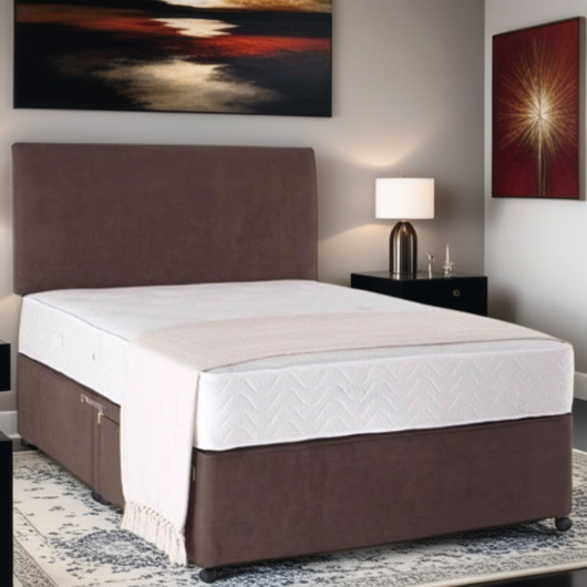 4ft 6in Double Divan Bed Base only in Brown Suede