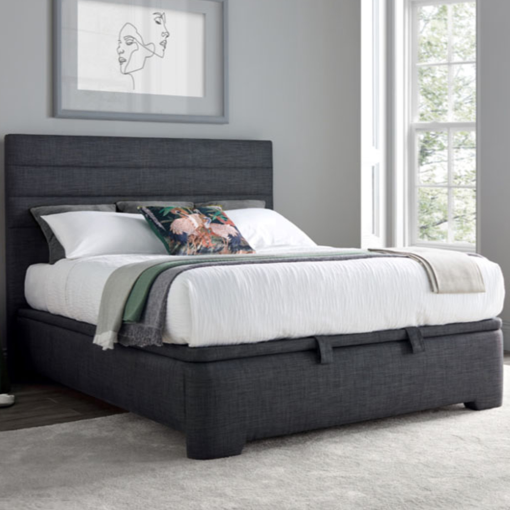 Alton Fabric Ottoman Storage Super King Size Bed In Slate