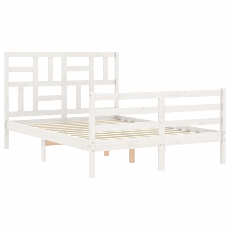 Bed Frame with Headboard White 120x200 cm Solid Wood Vidaxl