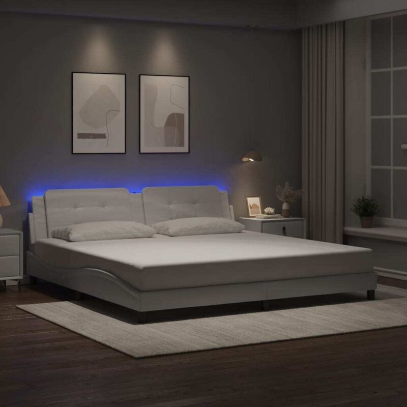 Bed Frame with led without Mattress 'Zadar' White 200x200 cm Vidaxl